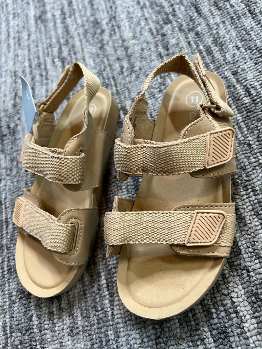 Cat & Jack Beige Hook-and-Loop Kids Sandals Size 11